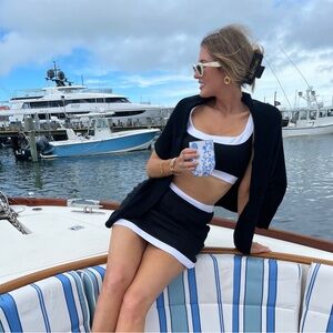 Reformation Black and White Mini Skirt Set